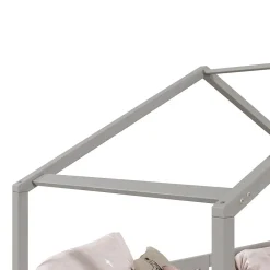 Lit cabane LISAN 90 x 190 cm, en pin massif lasuré gris