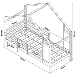 Lit cabane Lorenskog bois de pin 90 x 200 cm naturel en.casa