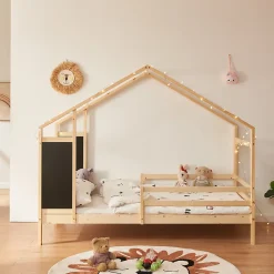 Lit cabane Lorenskog bois de pin 90 x 200 cm naturel en.casa