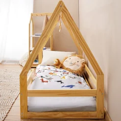 Lit cabane LUSIA 80 x 160 cm, en pin massif naturel