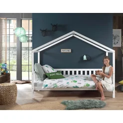 Lit cabane MH 90x200 Sommier inclus Vipack Dallas - Blanc