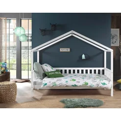 Lit cabane MH 90x200 Sommier inclus Vipack Dallas - Blanc