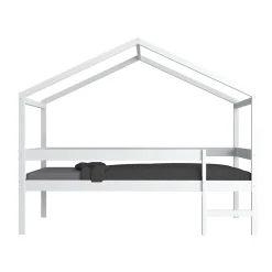 Lit cabane MIKA 90x190 + sommier + matelas IRIS / Blanc