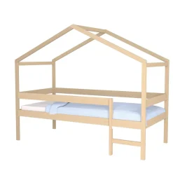 Lit cabane MIKA 90x190 + sommier / Naturel