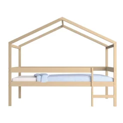 Lit cabane MIKA 90x190 + sommier / Naturel