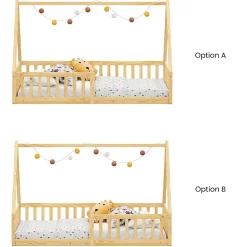 Lit cabane NICOLAS 90 x 190 cm, en pin massif coloris naturel