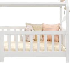 Lit cabane NINA 90 x 190 cm, en pin massif lasuré blanc