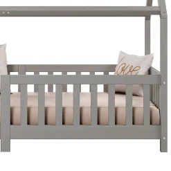 Lit cabane NINA 90 x 190 cm, en pin massif lasuré gris