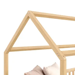 Lit cabane NINA 90 x 190 cm, en pin massif finition naturelle