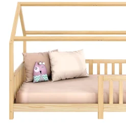 Lit cabane NINA 90 x 190 cm, en pin massif finition naturelle