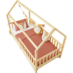 Lit cabane NUNA avec tiroirs, 90 x 200 cm en pin massif finition naturelle