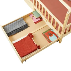 Lit cabane NUNA avec tiroirs, 90 x 200 cm en pin massif finition naturelle