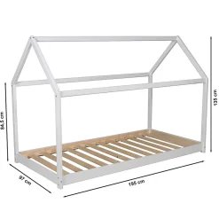 Lit cabane PANDA 90x190 + 1 sommier / Blanc