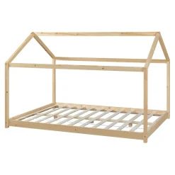 Lit cabane pour enfant Cerro bois de pin contreplaqué 120 x 200 cm naturel en.casa