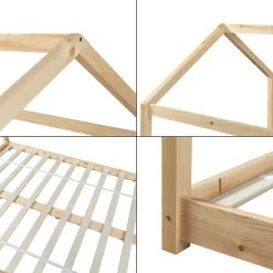 Lit cabane pour enfant Cerro bois de pin contreplaqué 120 x 200 cm naturel en.casa