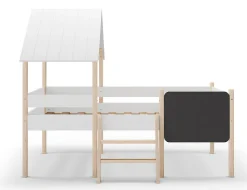 Lit cabane pour enfant en bois coloris blanc, couchage 90 x 190 cm - Longueur 203 x Profondeur 123 x Hauteur 164 cm