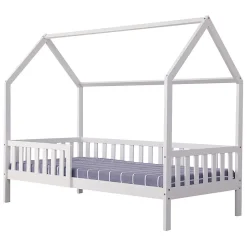Lit cabane pour enfant 190x90cm blanc MARCEAU - HAPPY GARDEN