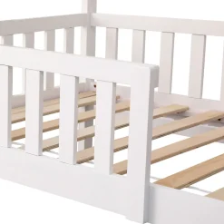 Lit cabane pour enfant 190x90cm blanc MARCEAU - HAPPY GARDEN