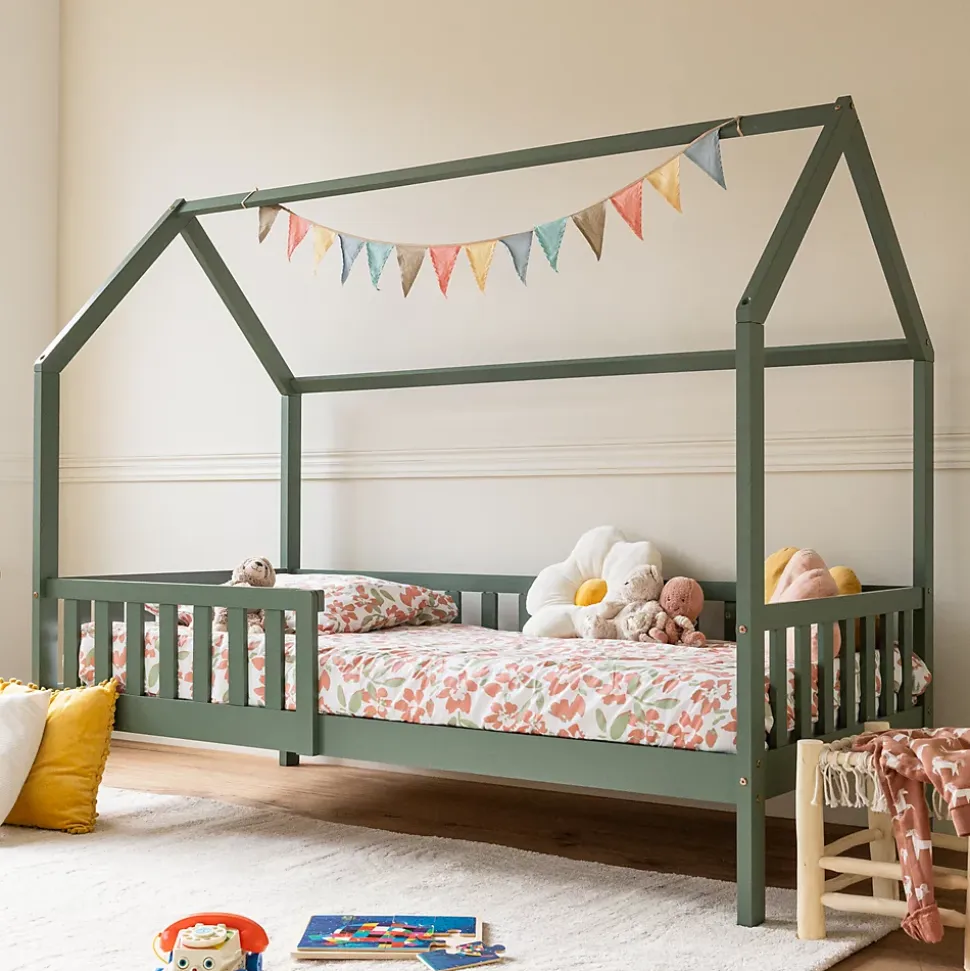 Lit cabane pour enfant 190x90cm vert MARCEAU - HAPPY GARDEN