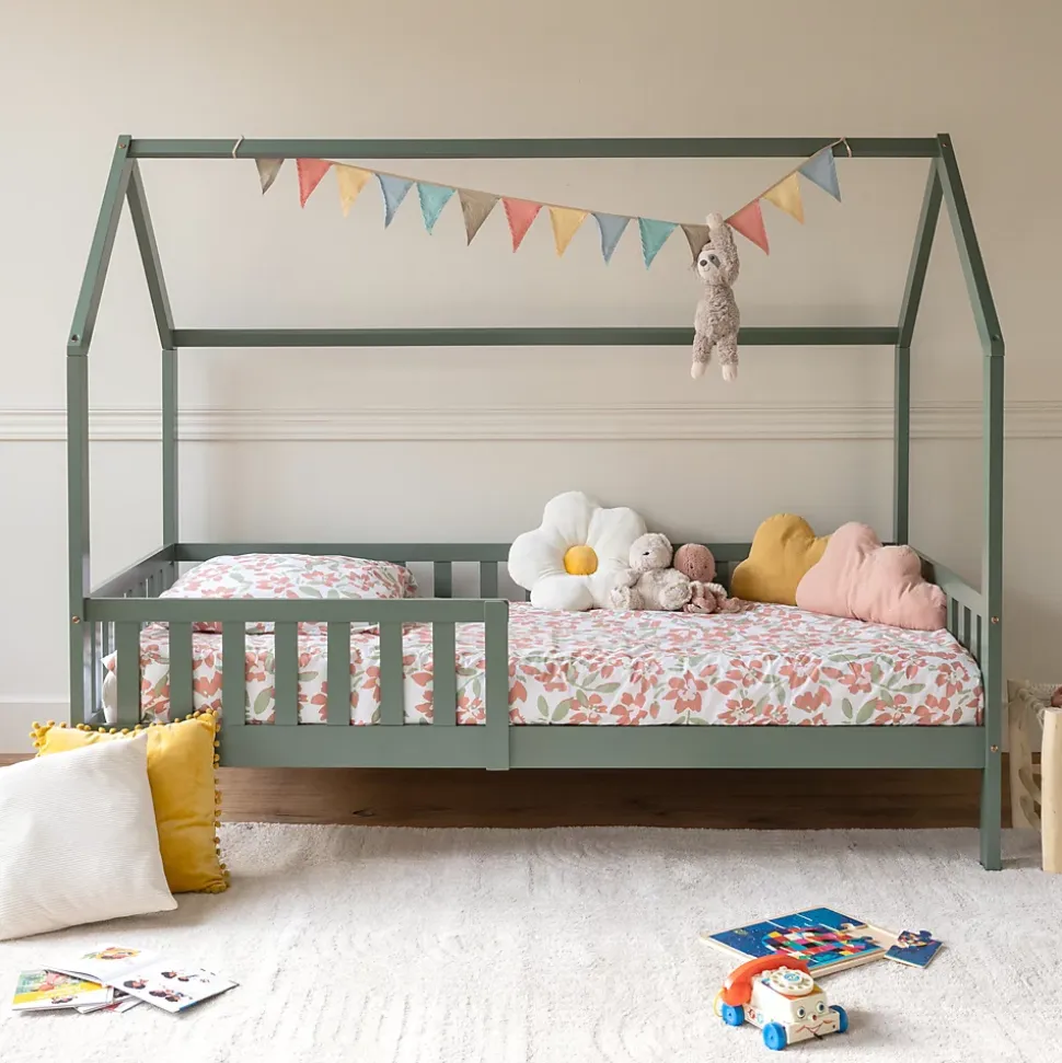 Lit cabane pour enfant 190x90cm vert MARCEAU - HAPPY GARDEN