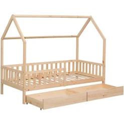Lit cabane pour enfant 190x90cm en bois avec tiroirs MARCEAU - HAPPY GARDEN
