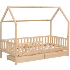 Lit cabane pour enfant 190x90cm en bois avec tiroirs MARCEAU - HAPPY GARDEN