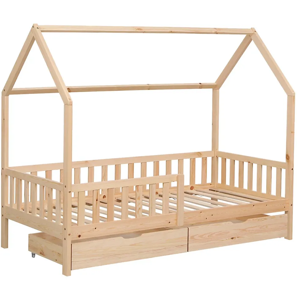 Lit cabane pour enfant 190x90cm en bois avec tiroirs MARCEAU - HAPPY GARDEN