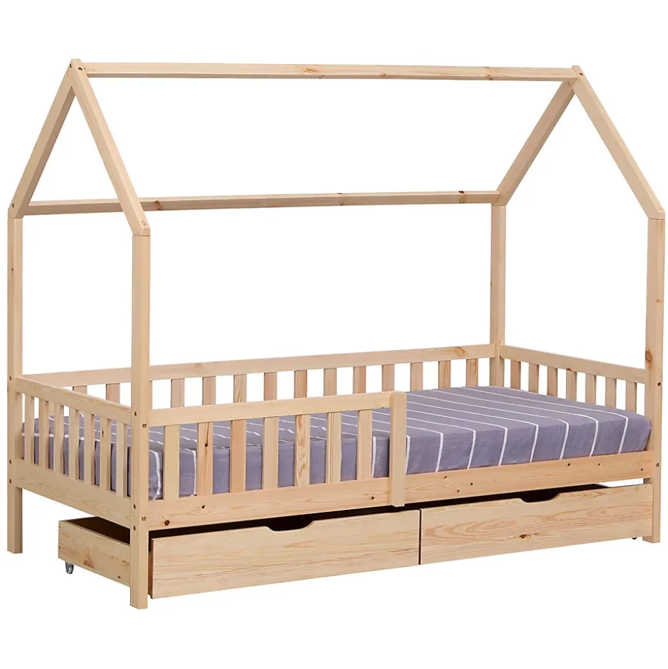 Lit cabane pour enfant 190x90cm en bois avec tiroirs MARCEAU - HAPPY GARDEN
