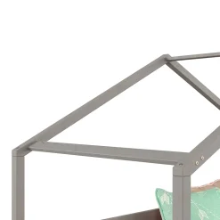 Lit cabane RENA 90 x 200 cm, en pin massif lasuré gris