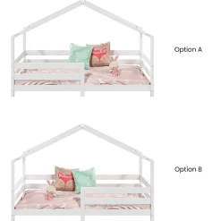 Lit cabane RENA 90 x 190 cm, en pin massif lasuré blanc