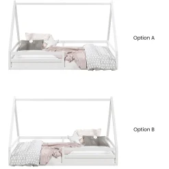 Lit cabane SILA 90 x 190 cm, en pin massif blanc