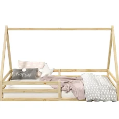 Lit cabane SILA 90 x 200 cm, en pin massif naturel