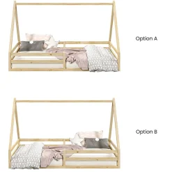 Lit cabane SILA 90 x 200 cm, en pin massif naturel