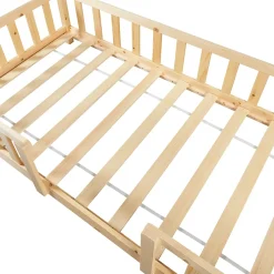 Lit cabane Sisimiut avec matelas 90 x 200 cm naturel en.casa