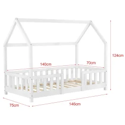 Lit cabane Sisimiut avec matelas 70 x 140 cm blanc en.casa