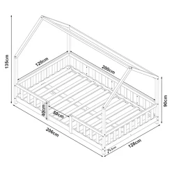 Lit cabane Sisimiut avec matelas 120 x 200 cm vert menthe / blanc en.casa