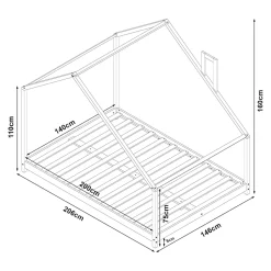 Lit cabane Siuntio bois de pin 140 x 200 cm naturel en.casa