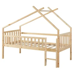 Lit cabane Sotkamo bois de pin 90 x 200 cm naturel en.casa