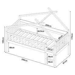 Lit cabane Sotkamo bois de pin 90 x 200 cm naturel en.casa