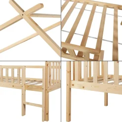 Lit cabane Sotkamo bois de pin 90 x 200 cm naturel en.casa