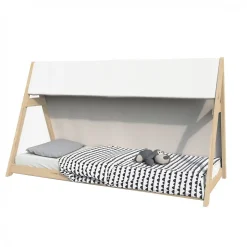 Lit cabane TIPI 90x200 + 1 toile + 1 sommier / Naturel