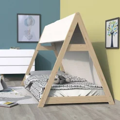 Lit cabane TIPI 90x190 + 1 toile + 1 sommier / Brut