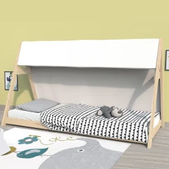 Lit cabane TIPI 90x190 + 1 toile + 1 sommier / Brut