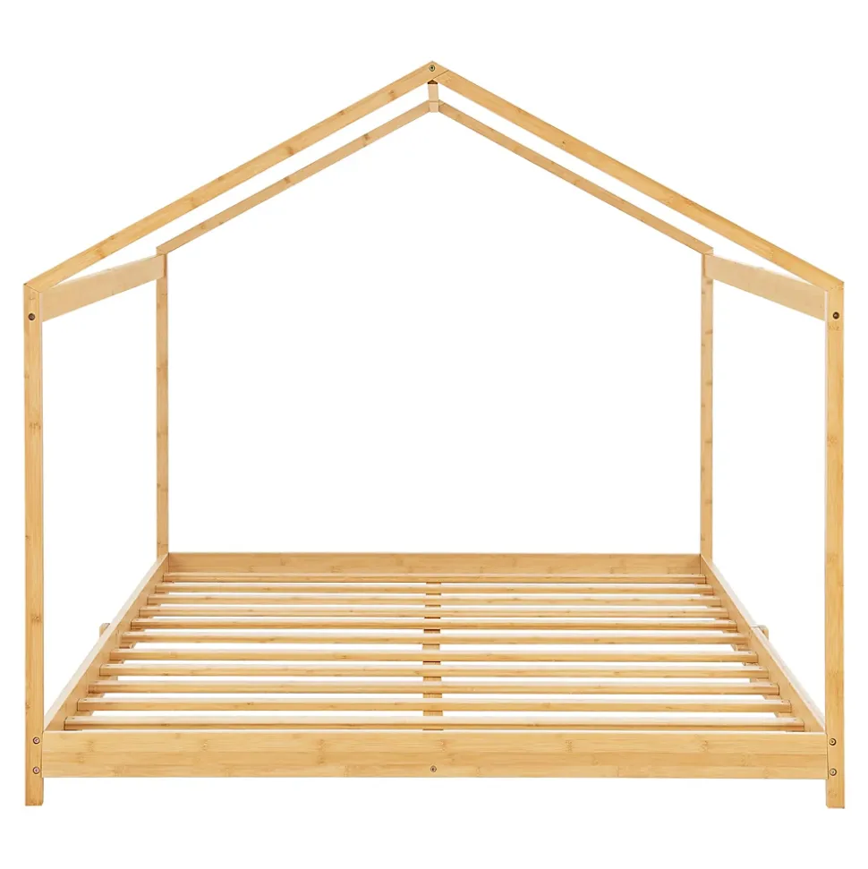 Lit cabane Vindafjord pour enfant 180 x 200 cm forme maison bambou naturel en.casa