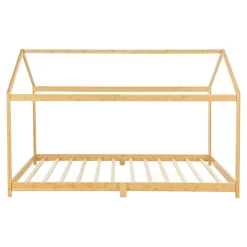 Lit cabane Vindafjord pour enfant 90 x 200 cm forme maison bambou naturel en.casa