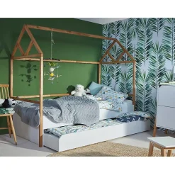 Lit cabane 90x200 sommier et tiroir inclus Bellamy Lotta Blanc