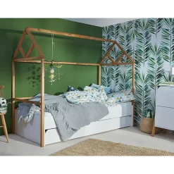 Lit cabane 90x200 sommier et tiroir inclus Bellamy Lotta Blanc