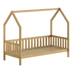 Lit cabane 90x200 sommier inclus Vipack Dallas Bois