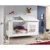 Lit Cabane 90x200 toit semi-ouvert et fenêtre Sommier inclus Vipack HouseBed - Blanc