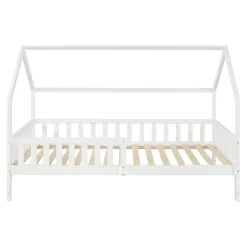 Lit cabane Ydre bois de pin 120 x 200 cm blanc en.casa